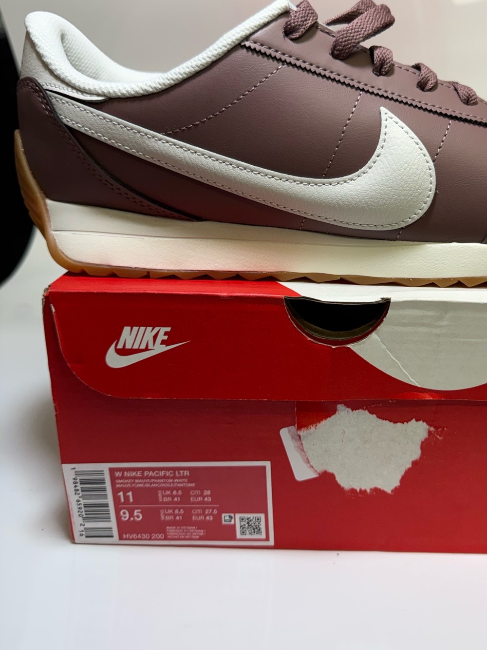 Nike Mauve Retro Runner with White Swoosh and Gum Outsole - Picture 6 of 6
